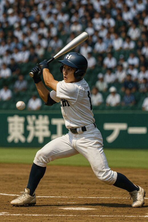 甲子園で野球をする高校球児