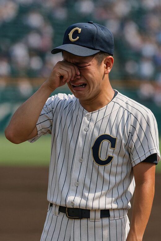 泣いている高校球児の写真