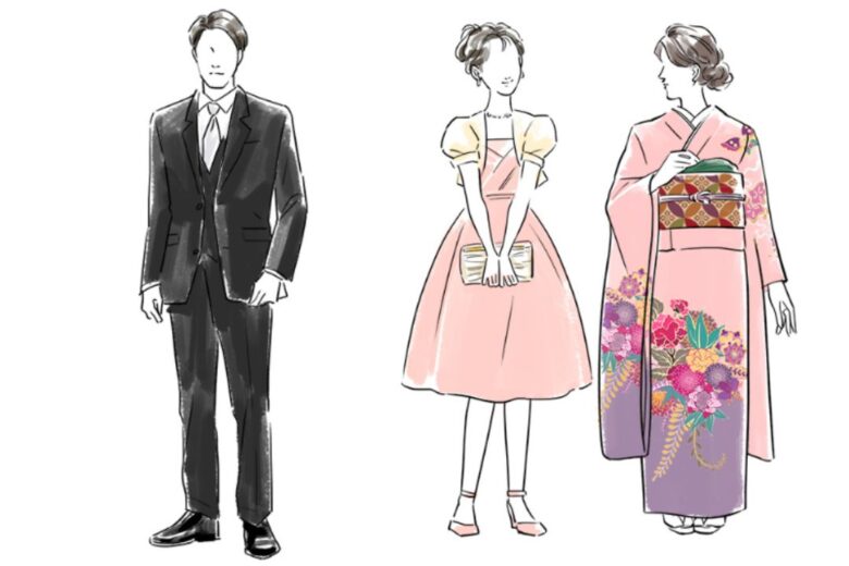 男女別結婚式の服装の写真