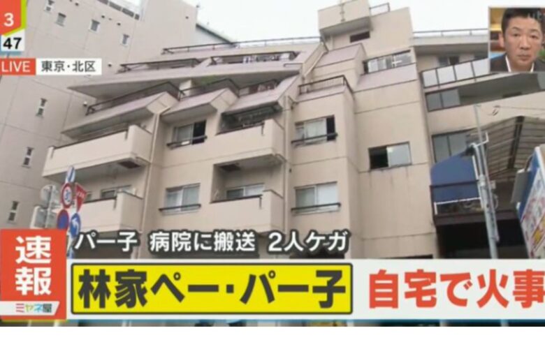 林家ペー・パー子の自宅の火災を報じるミヤネ屋の画像