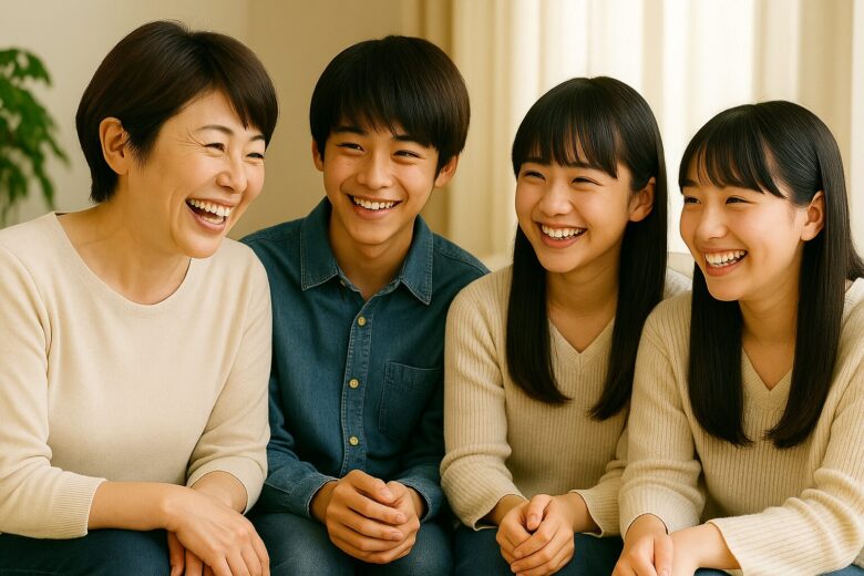 談笑をする親子の写真